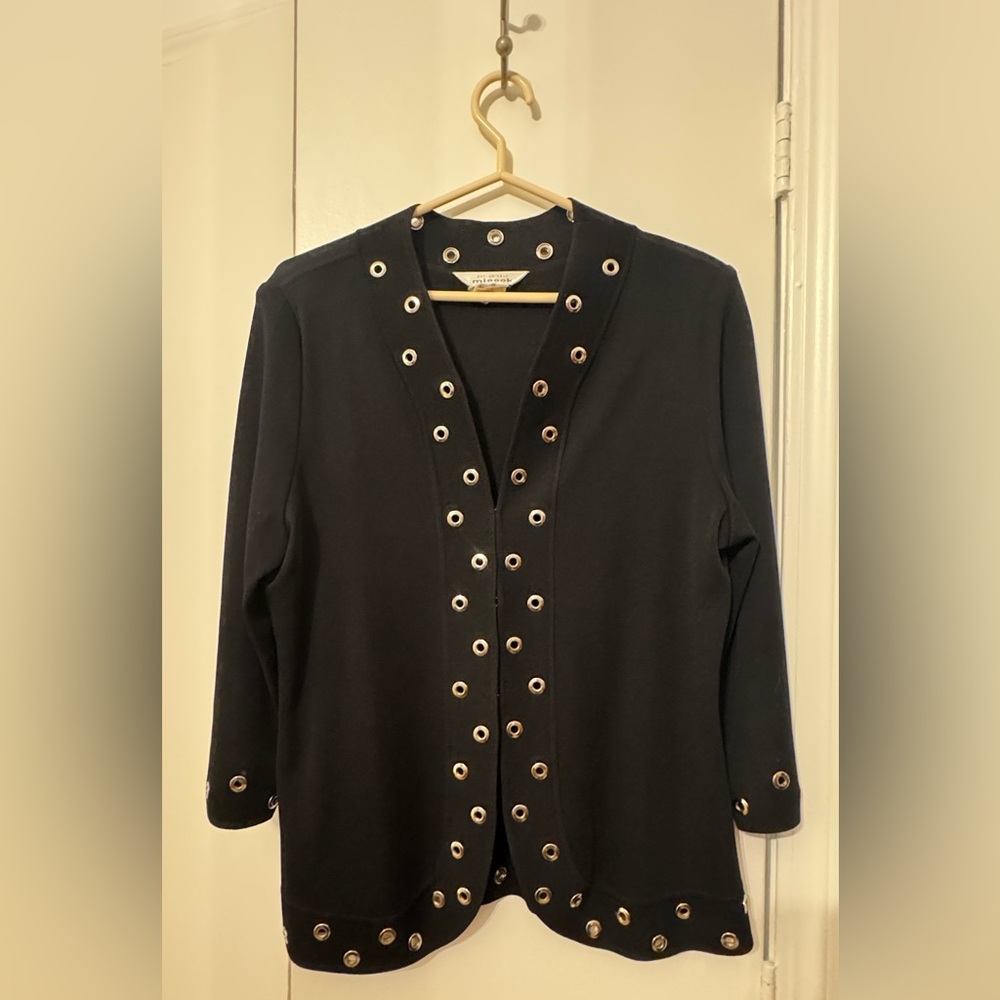 Exclusively Misook Black Blazer with Silver Eyelets